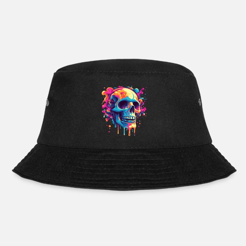 Psychedelic skeleton with vibrant colors - Bucket Hat - black