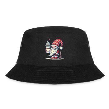 Weihnachtlicher Kaffeeliebhaber Gnom Wichtel - Bucket Hat - Schwarz - Vorne - Lela (165cm)