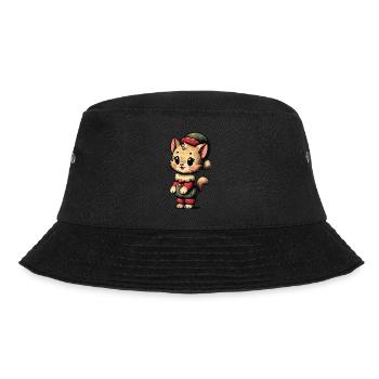 Funny Cat Christmas Retro Vintage Style - Bucket Hat - black - Front - Lela (165cm)