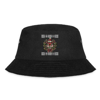 Weihnachtliches Eichhörnchen Mit Mütze Und Kranz - Bucket Hat - Schwarz - Vorne - Lela (165cm)