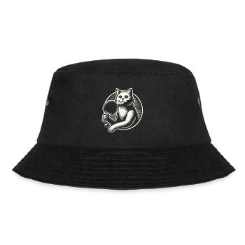 Niedliche Katze Spielt Tischtennis Kunst - Bucket Hat - Schwarz - Vorne - Lela (165cm)