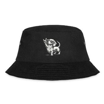 Rock Musik Lustige Heavy Metal Dackel Konzert - Bucket Hat - Schwarz - Vorne - Lela (165cm)