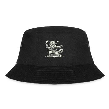 Cute cat playing table tennis - Bucket Hat - black - Front - Lela (165cm)