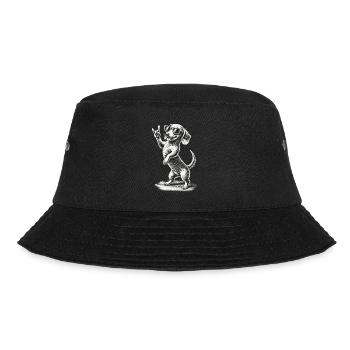 Lustige Heavy Metal Hund Festival Retro Dackel - Bucket Hat - Schwarz - Vorne - Lela (165cm)