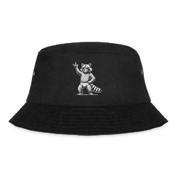 Lustiges Waschbär Rock Musik Festival Design - Bucket Hat - Schwarz - Vorne - Lela (165cm)