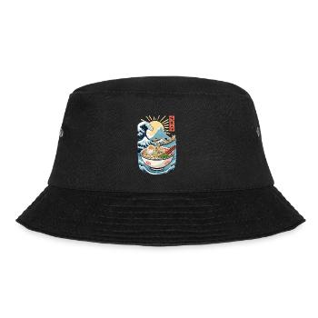 Ramen Noodles Ukiyo-E Japanese Retro Streetwear - Bucket Hat - black - Front - Lela (165cm)