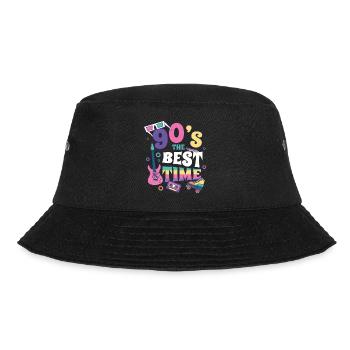 90er Jahre 90s Retro Geschenk - Bucket Hat - Schwarz - Vorne - Lela (165cm)