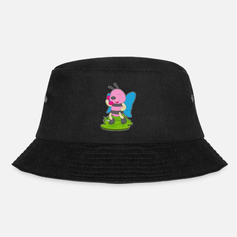 Schmetterling Telefon - Bucket Hat - Schwarz