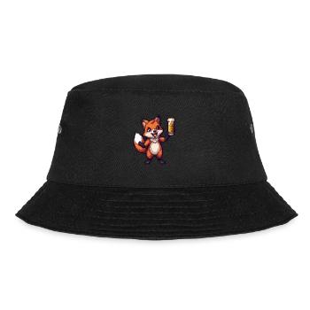 Fuchs Pixel Bier - Bucket Hat - Schwarz - Vorne - Lela (165cm)