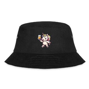 Einhorn Pixel Bier - Bucket Hat - Schwarz - Vorne - Lela (165cm)
