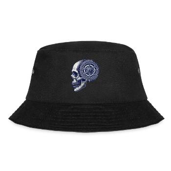 Fahrrad Schädel Getriebe Radsport Kunstwerk - Bucket Hat - Schwarz - Vorne - Lela (165cm)