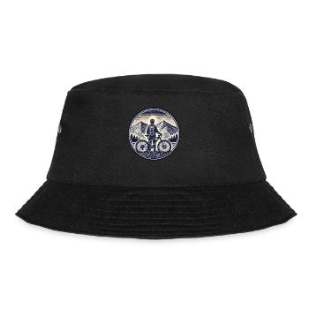 Mountainbike Abenteuer Fahrradberge Retro - Bucket Hat - Schwarz - Vorne - Lela (165cm)