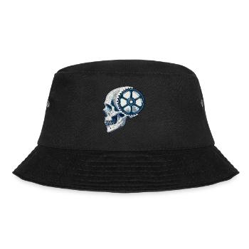 Fahrradliebhaber Schädel mit Zahnrad für Radsport - Bucket Hat - Schwarz - Vorne - Lela (165cm)