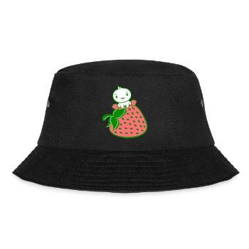 Ente sitzt große Erdbeere Frucht lecker Gesund süß - Bucket Hat - Schwarz - Vorne - Lela (165cm)