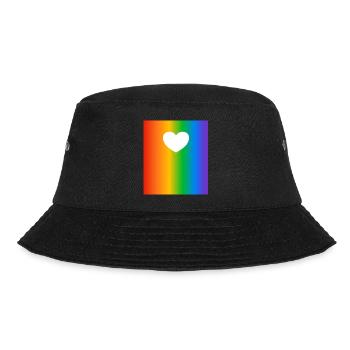 Regenbogen Farbverläufe Farben Herz - Bucket Hat - Schwarz - Vorne - Lela (165cm)