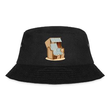 Blue and white nostalgia beach chair illustration - Bucket Hat - black - Front - Lela (165cm)