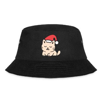 Cute Christmas Cat in Comfy Style - Bucket Hat - black - Front - Lela (165cm)