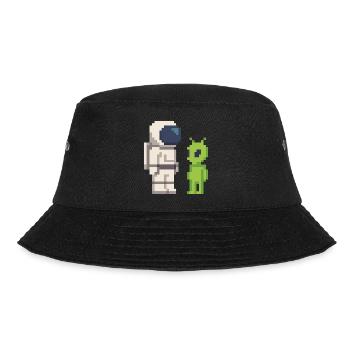 Pixel Astronaut meets Alien - Bucket Hat - black - Front - Lela (165cm)