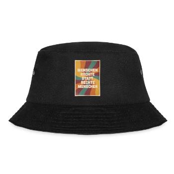 Menschenrechte statt rechte Menschen Retro - Bucket Hat - Schwarz - Vorne - Lela (165cm)