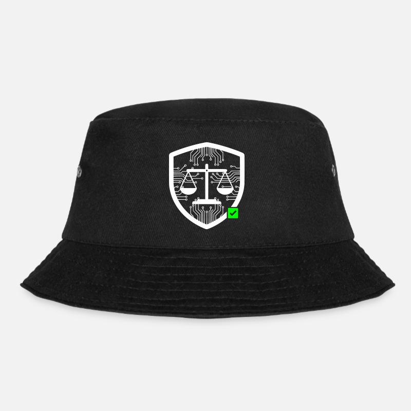 Cyber Security Schild Waage Tech Vektor - Bucket Hat - Schwarz