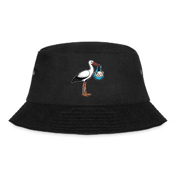 Cigogne avec bébé paix en tissu bleu - Bob - noir - Devant - Lela (165cm)
