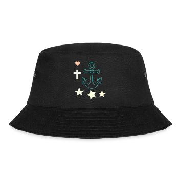 Leuchtender Anker mit Sternen - Bucket Hat - Schwarz - Vorne - Lela (165cm)