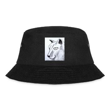 Katzenkopf Skizze im Bleistift - Bucket Hat - Schwarz - Vorne - Lela (165cm)