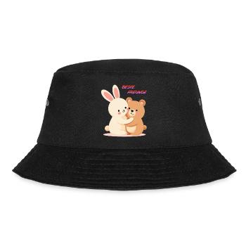 Beste Freunde Kuscheln Süße Tiere Hase und Bär - Bucket Hat - Schwarz - Vorne - Lela (165cm)
