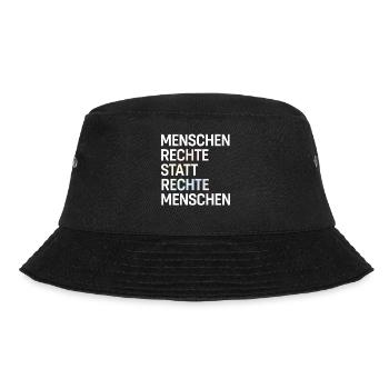 Menschenrechte statt rechte Menschen Spruch Demo - Bucket Hat - Schwarz - Vorne - Lela (165cm)