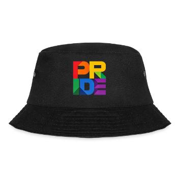 Pride Modern Block Design Regenbogen Schriftzug - Bucket Hat - Schwarz - Vorne - Lela (165cm)