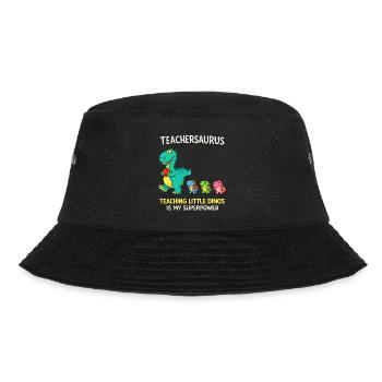 Teachersaurus Lehrer Humor mit kleinen Dinosaurier - Bucket Hat - Schwarz - Vorne - Lela (165cm)