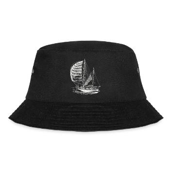 Segelboot Segeln Segler Meer Nautik Vintage Motiv - Bucket Hat - Schwarz - Vorne