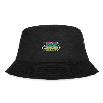 Caffeine Lover Educated Vaccinated Caffeinated - Bucket Hat - Schwarz - Vorne - Lela (165cm)