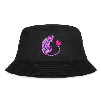 cat with heart e 6 - Bucket Hat - black - Front - Lela (165cm)