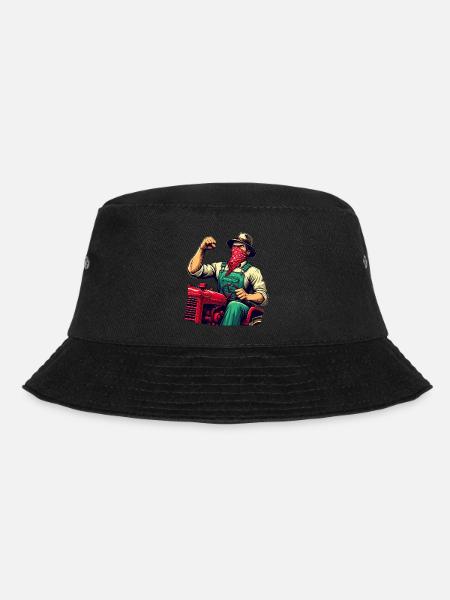 Historischer ländlicher revolutionärer Traktor - Bucket Hat - Schwarz