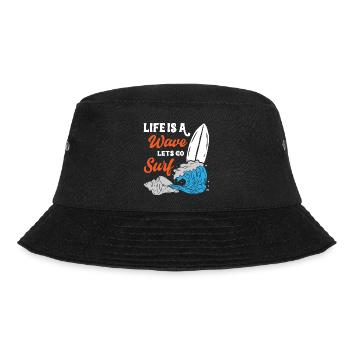 Life Is A Wave Lets Go Surfing - Bucket Hat - Schwarz - Vorne - Lela (165cm)