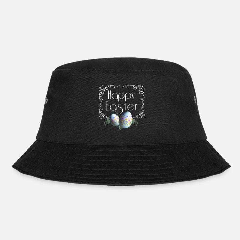 Happy Easter Schriftzug mit Ostereier - Bucket Hat - Schwarz