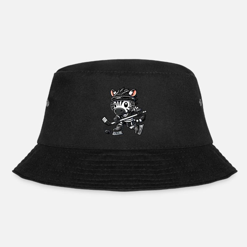 Chibi-Zebra Hockeyspieler Eishockey - Bucket Hat - Schwarz