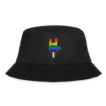 Rock ´n Roll - I Love You, Eis am Stiel Regenbogen - Bucket Hat - Schwarz - Vorne - Lela (165cm)
