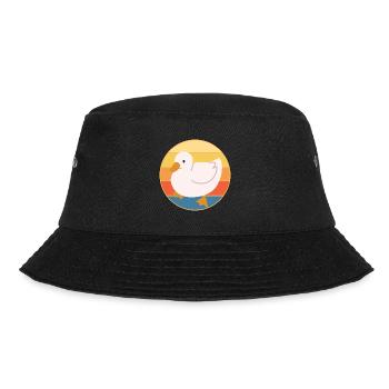 Niedliche Ente Vintage Retro Sonnenuntergang Tierliebhaber Design - Bucket Hat - Schwarz - Vorne - Lela (165cm)