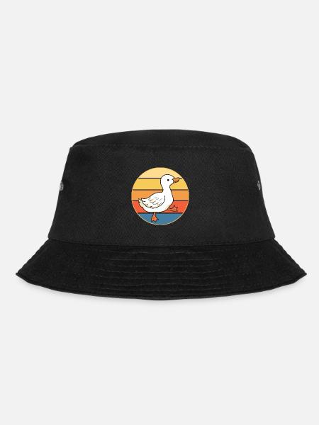 Niedliche Ente Vintage Retro Sonnenuntergang Tierliebhaber Design - Bucket Hat - Schwarz