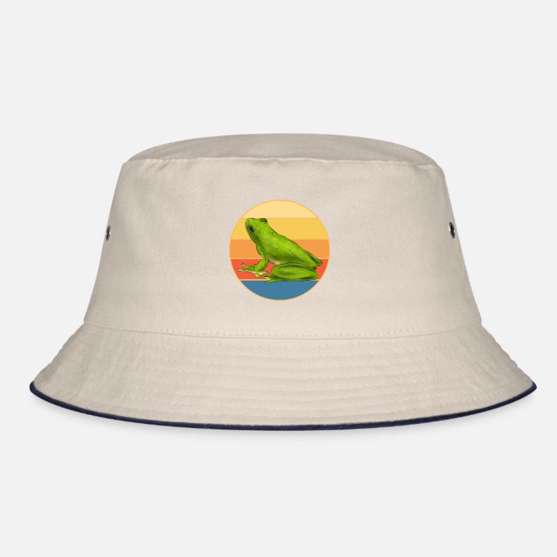 Cute Frog Vintage Retro Sunset Animal Lover Bucket Hat
