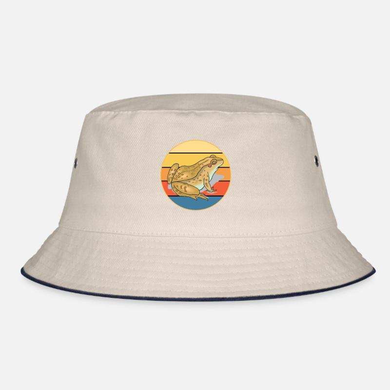 Cute Frog Vintage Retro Sunset Animal Lover Bucket Hat