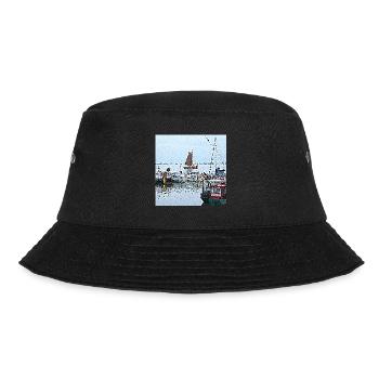 Spaziergang im Hafen in den Niederlanden - Bucket Hat - Schwarz - Vorne - Lela (165cm)