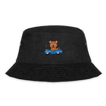AUTO - BÄR - TEDDYBÄR - BÄR - KIND - TIER - Bucket Hat - Schwarz - Vorne - Lela (165cm)