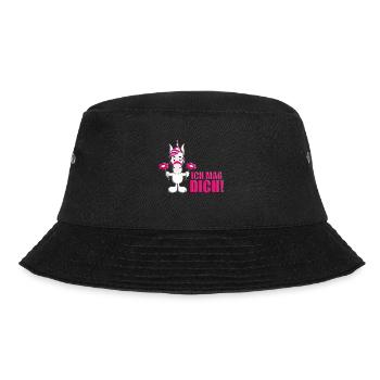 EINHORN - BLUMEN - LIEBE - LOVE - ICH MAG DICH! - Bucket Hat - Schwarz - Vorne - Lela (165cm)