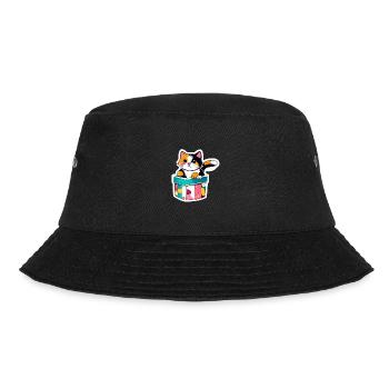 "Un chat curieux dans une boîte, - Bucket Hat - Schwarz - Vorne - Lela (165cm)