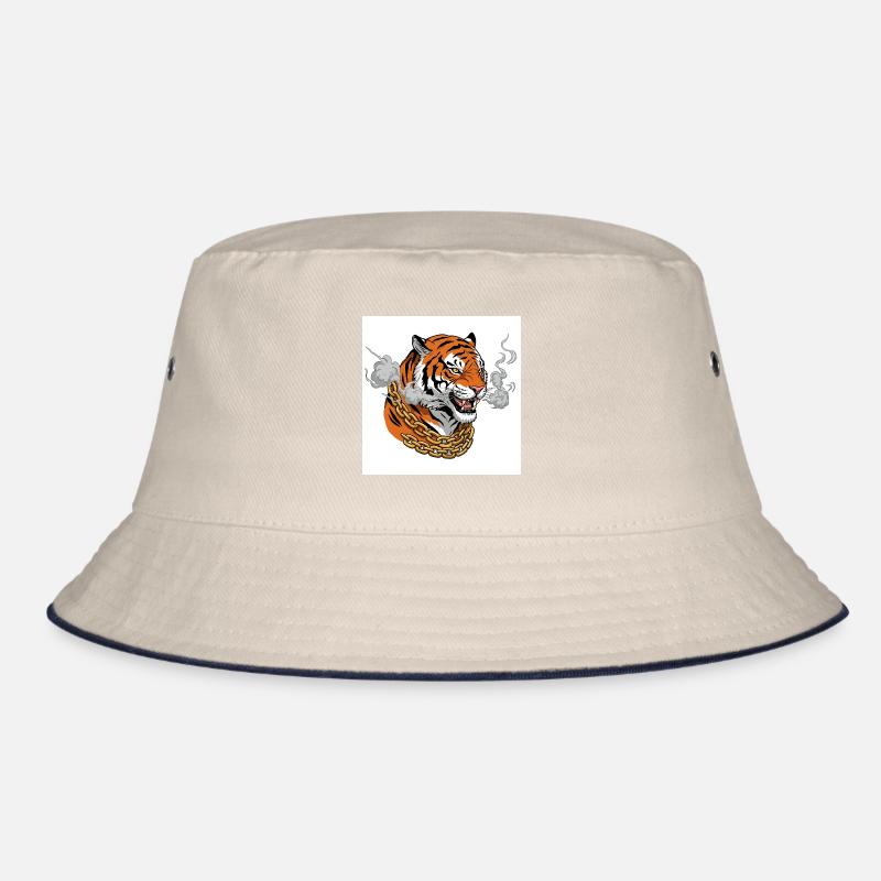Rauchender Tiger mit Goldkette - Comic Vibes Bucket Hat