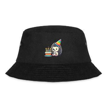 Hedgehog Kid Celebrating Birthday - Bucket Hat - Schwarz - Vorne - Lela (165cm)