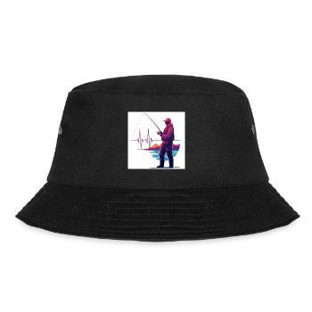 Angler mit Herzschlag: Meister der Geduld - Bucket Hat - Schwarz - Vorne - Lela (165cm)